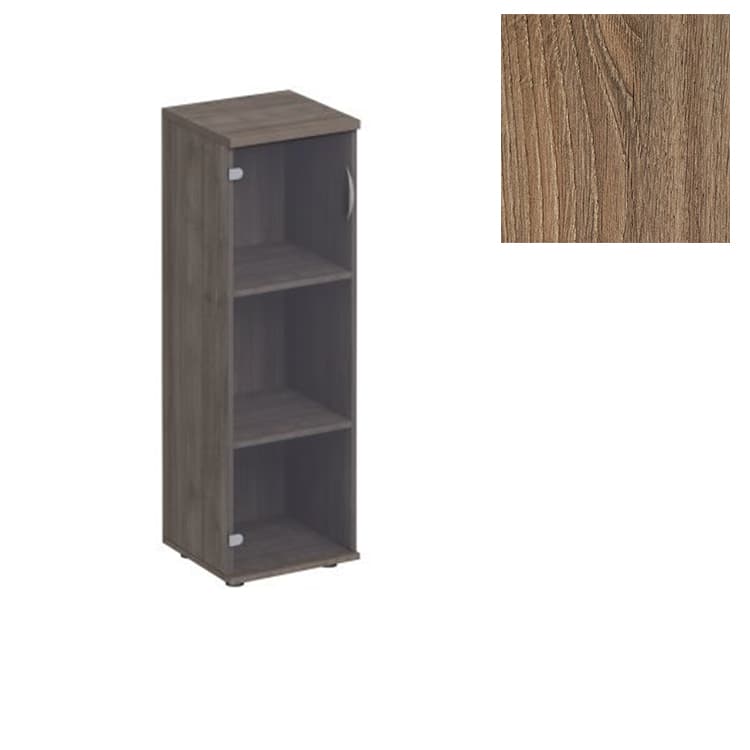 Шкаф для документов средний узкий с прозрачным стеклом Юнитекс Комфорт К.358 ШТ (40x38x123) дуб шамони темный