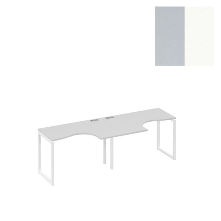 Рабочая станция Юнитекс А4 столы Классика опоры QUATTRO (2х120) А4 Б4 031-2 СЕ (240x90x75) серый/металлокаркас белый