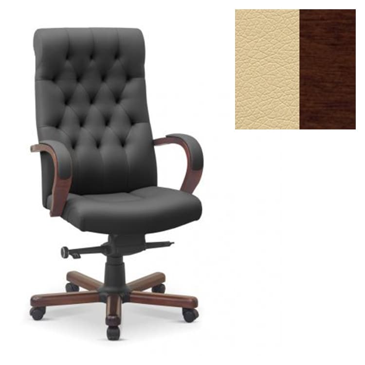 Кресло рукаоводителя Юнитекс Status eco экокожа премиум бежевая CN1123/дерево-орех гамильтон