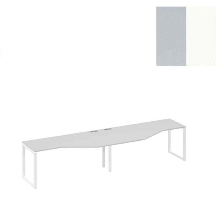 Cтанция Юнитекс А4 QUATTRO столы (2х160) Техно эргономичные А4 Б4 055-2 СЕ (320x90x75) серый/металлокаркас белый