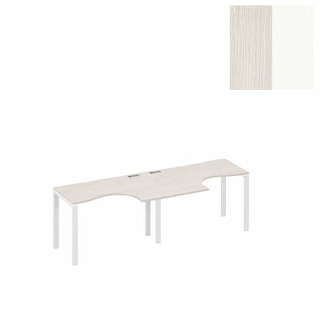 Рабочая станция Юнитекс А4 UNO (2х120) столы Классика эргономичные А4 Б1 031-2 ДШ (240x90x75) дуб шамони/металлокаркас белый