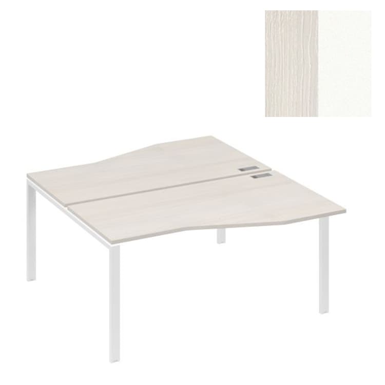 Рабочая станция Юнитекс А4 столы Техно" каркас UNO (2х160) А4 Б1 191 ДШ (160x184x75) дуб шамони/металлокаркас белый