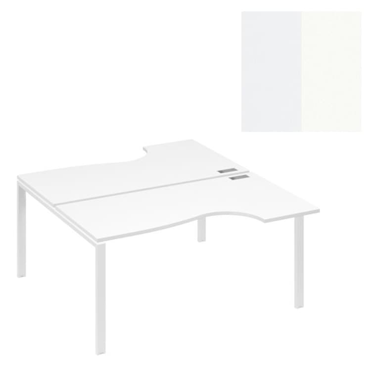 Станция на каркасе Юнитекс А4 UNO (2х160) столы Классика А4 Б1 185 БП (160x184x75) белый премиум/металлокаркас белый