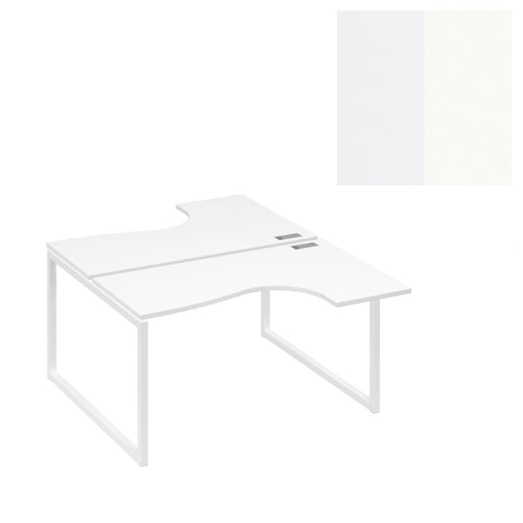 Рабочая станция Юнитекс А4 каркас QUATTRO столы "Классика" (2х140) А4 Б4 181 БП (140x184x75) белый премиум/металлокаркас белый