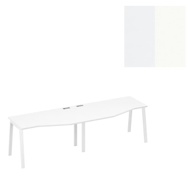 Рабочая станция Юнитекс А4 (2х140) столы Техно на опорах TRE А4 Б3 063-2 БП (280x90x75) белый премиум/металлокаркас белый