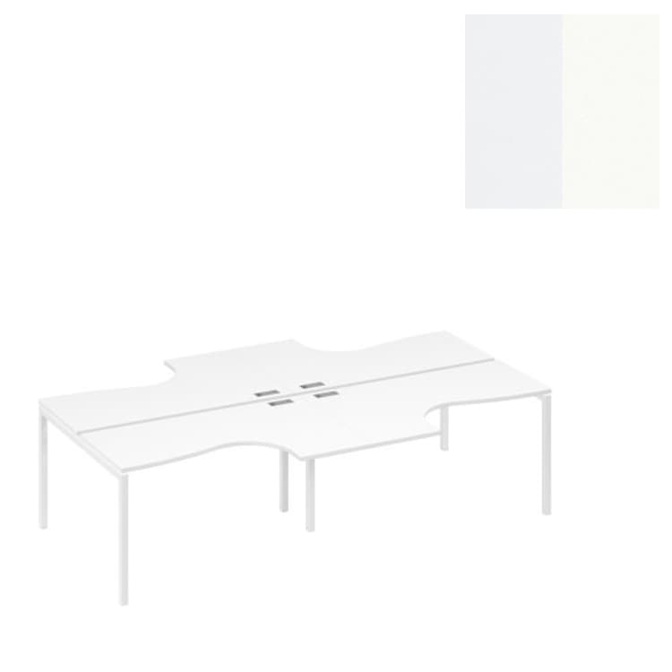 Рабочая станция Юнитекс А4 DUE (4х140) столы эргономичными Классика А4 Б2 181-2 БП (280x184x75) белый премиум/металлокаркас белый