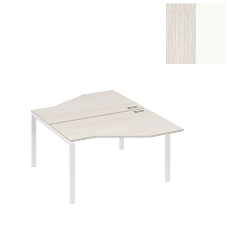 Рабочая станция Юнитекс А4 (2х140) со столами Техно на каркасе UNO А4 Б1 187 ДШ (140x184x75) дуб шамони/металлокаркас белый