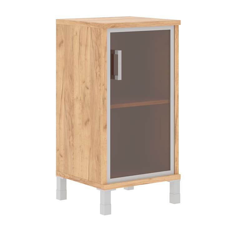 Шкаф-колонка низкая со стеклянной дверью в AL-рамке Skyland B 411.4(R) дуб бофорд 475х450х920 BORN