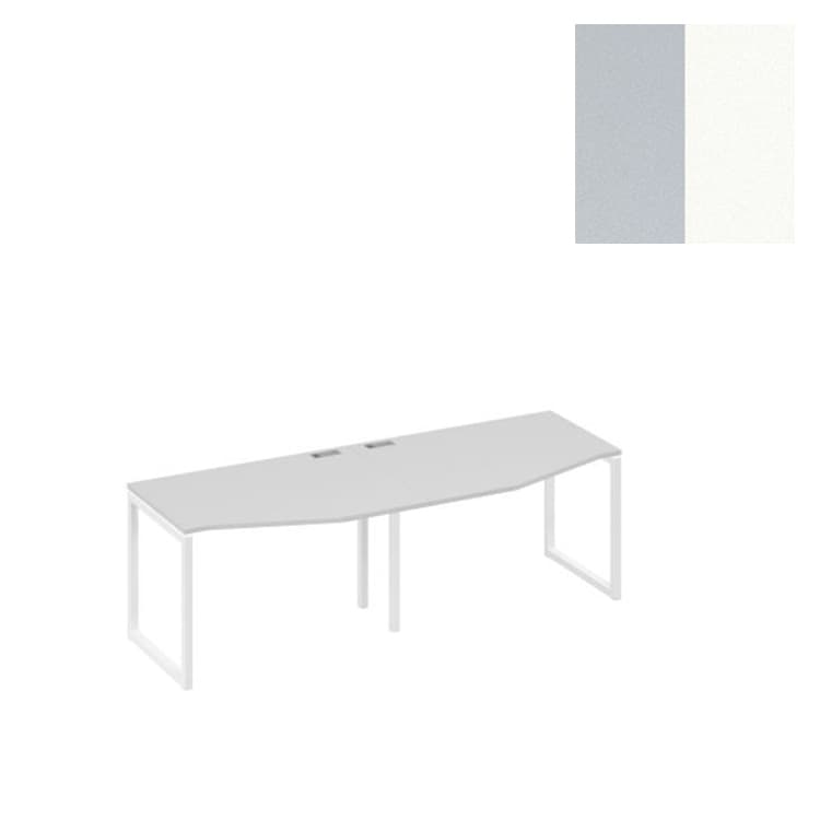 Станция Юнитекс А4 QUATTRO (2х120) столы Техно на металлокаркасе А4 Б4 061-2 СЕ (240x90x75) серый/металлокаркас белый