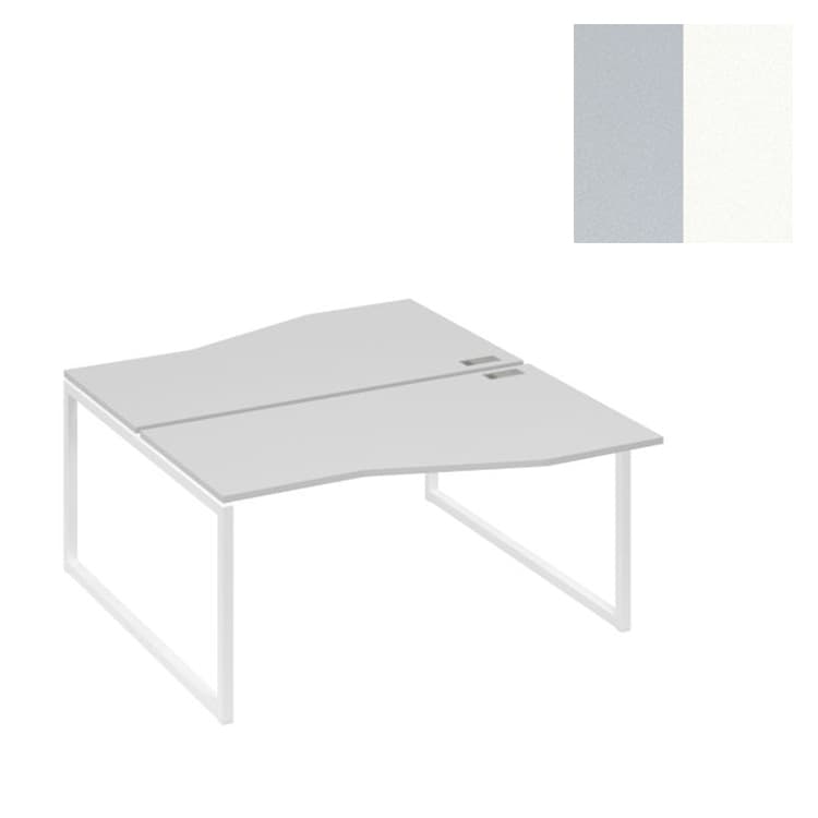 Станция Юнитекс А4 каркас QUATTRO столы (2х160) Техно эргономичные А4 Б4 191 СЕ (160x184x75) серый/металлокаркас белый