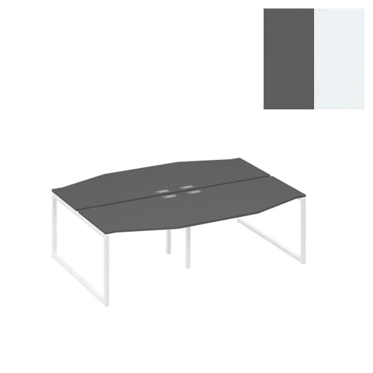 Рабочая станция Юнитекс А4 столы (4х120) Техно на металлокаркасе QUATTRO А4 Б4 189-2 АР (240x184x75) антрацит премиум/металлокаркас белый