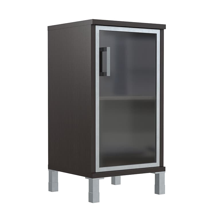 Шкаф-колонка низкая со стеклянной дверью в AL-рамке Skyland B 411.4(R) венге магия 475х450х920 BORN