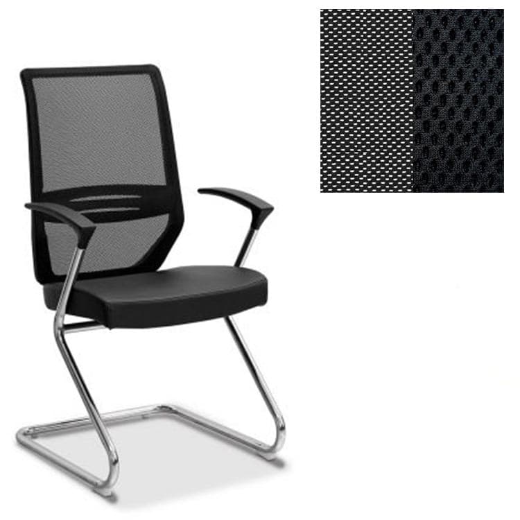Кресло посетителя Aero на раме сетка/ткань TW черная
