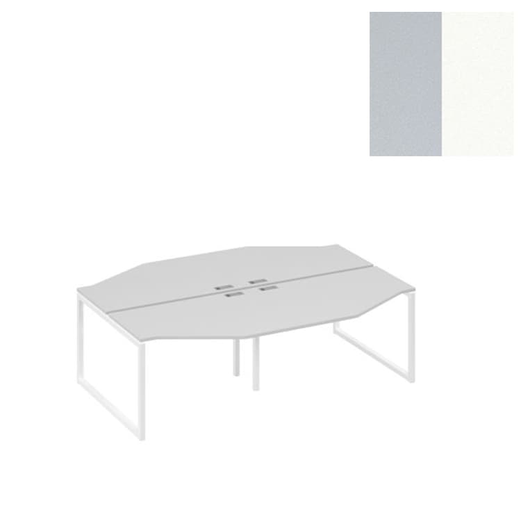 Cтанция Юнитекс А4 QUATTRO столы Техно (4х120) эргономичные А4 Б4 186-2 СЕ (240x184x75) серый/металлокаркас белый