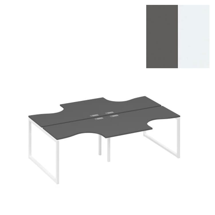 Рабочая станция Юнитекс А4 (4х120) опоры QUATTRO столы Классика А4 Б4 180-2 АР (240x184x75) антрацит премиум/металлокаркас белый