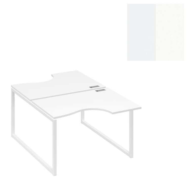Рабочая станция Юнитекс А4 столы "Классика" QUATTRO (2х120) А4 Б4 183 БП (120x184x75) белый премиум/металлокаркас белый