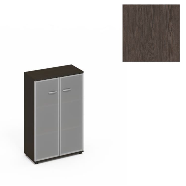 Шкаф средний со стеклом в алюминиевой рамке Юнитекс А4 (78x36.4x119.4) А4 9367 ВТ венге