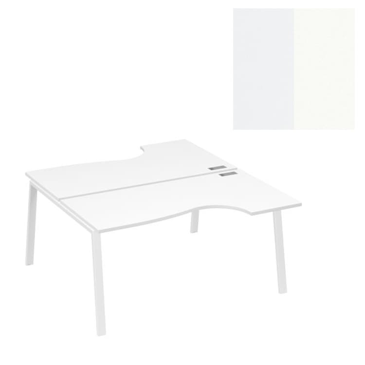 Рабочая станция Юнитекс А4 опоры TRE (2х160) столы Классика А4 Б3 185 БП (160x184x75) белый премиум/металлокаркас белый