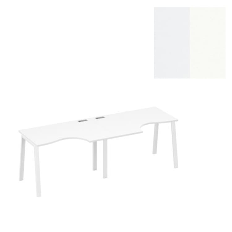 Рабочая станция Юнитекс А4 (2х120) каркас TRE столы Классика А4 Б3 041-2 БП (240x90x75) белый премиум/металлокаркас белый