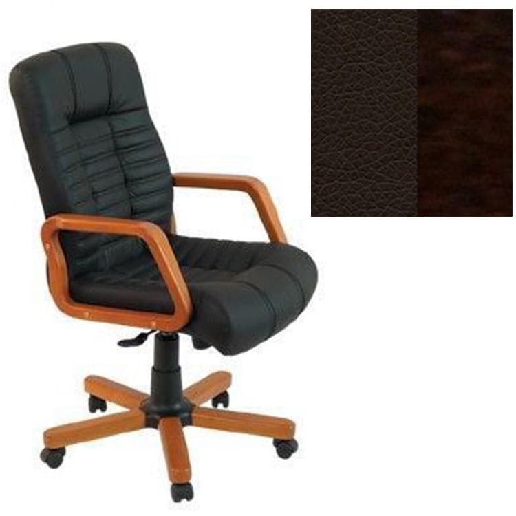 Кресло Юнитекс Атлант HW экокожа премиум тёмно-коричневая CN1113/дерево-венге