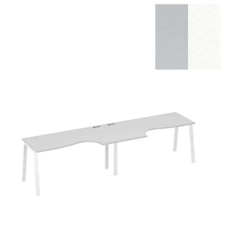 Рабочая станция Юнитекс А4 каркас TRE столы (2х160) А4 Б3 045-2 СЕ (320x90x75) серый/металлокаркас белый