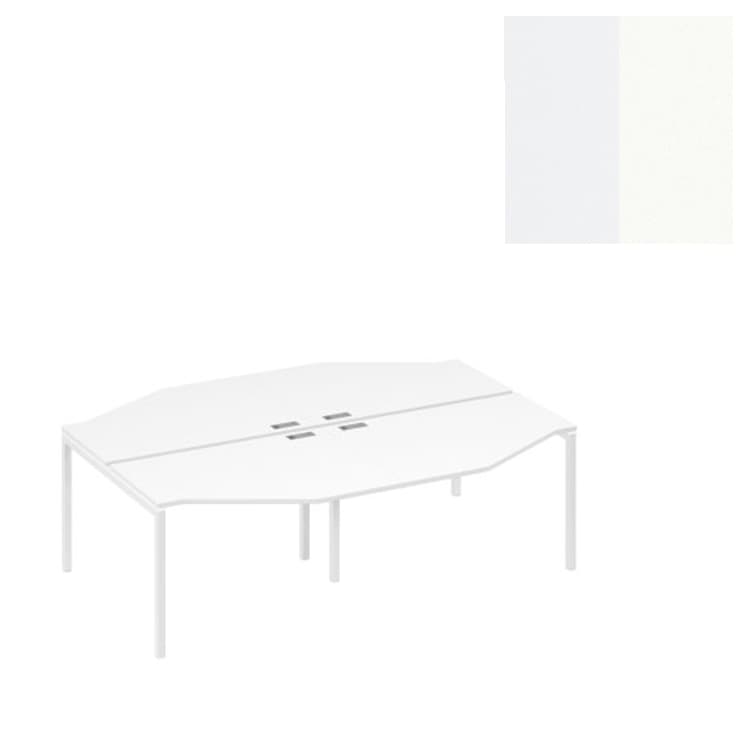 Рабочая станция со столами Юнитекс А4 Техно (4х120) опоры DUE А4 Б2 186-2 БП (240x184x75) белый премиум/металлокаркас белый