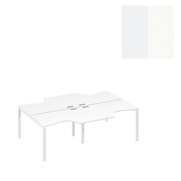 Станция рабочая Юнитекс А4 UNO (4х120) со столами Классика А4 Б1 183-2 БП (240x184x75) белый премиум/металлокаркас белый