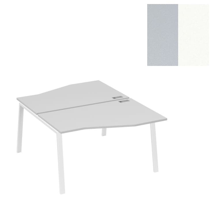 Рабочая станция Юнитекс А4 столы Техно (2х140) каркас TRE А4 Б3 190 СЕ (140x184x75) серый/металлокаркас белый