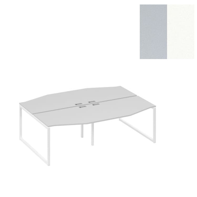 Рабочая станция Юнитекс А4 столы (4х120) Техно на металлокаркасе QUATTRO А4 Б4 189-2 СЕ (240x184x75) серый/металлокаркас белый