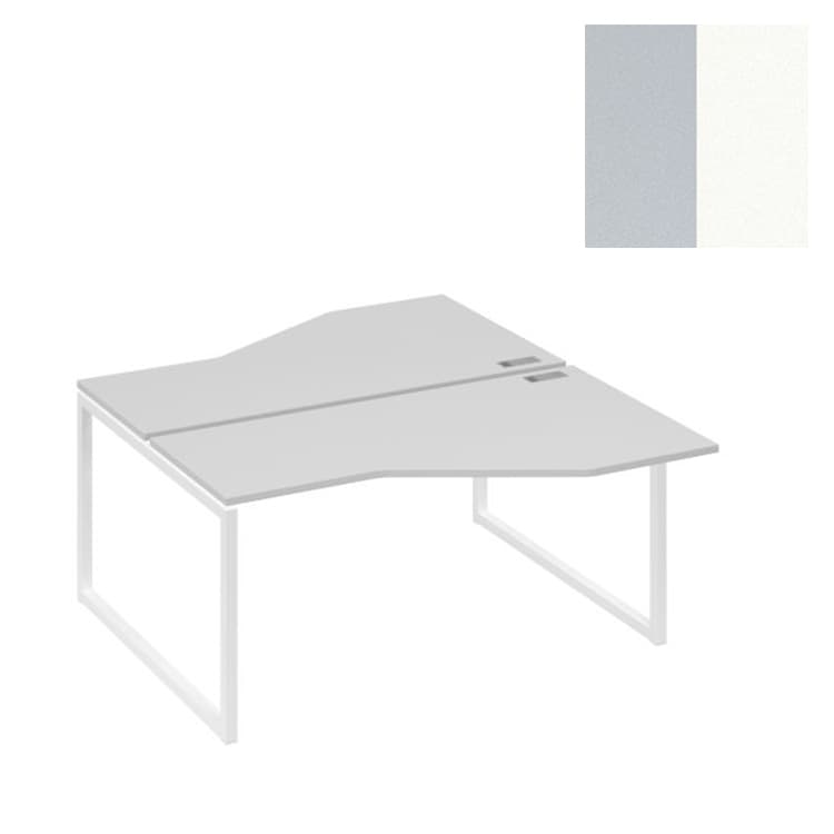 Рабочая станция Юнитекс А4 со столами Техно (2х160) каркас QUATTRO А4 Б4 188 СЕ (160x184x75) серый/металлокаркас белый