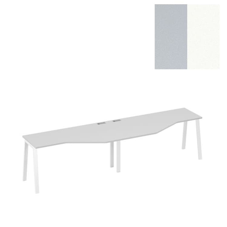 Рабочая станция Юнитекс А4 каркас TRE со столами Техно (2х160) А4 Б3 055-2 СЕ (320x90x75) серый/металлокаркас белый