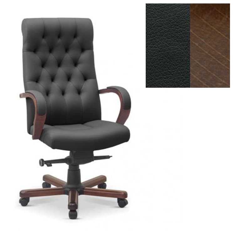Кресло руководителя Юнитекс Status eco экокожа премиум черная CN1114/дерево-орех