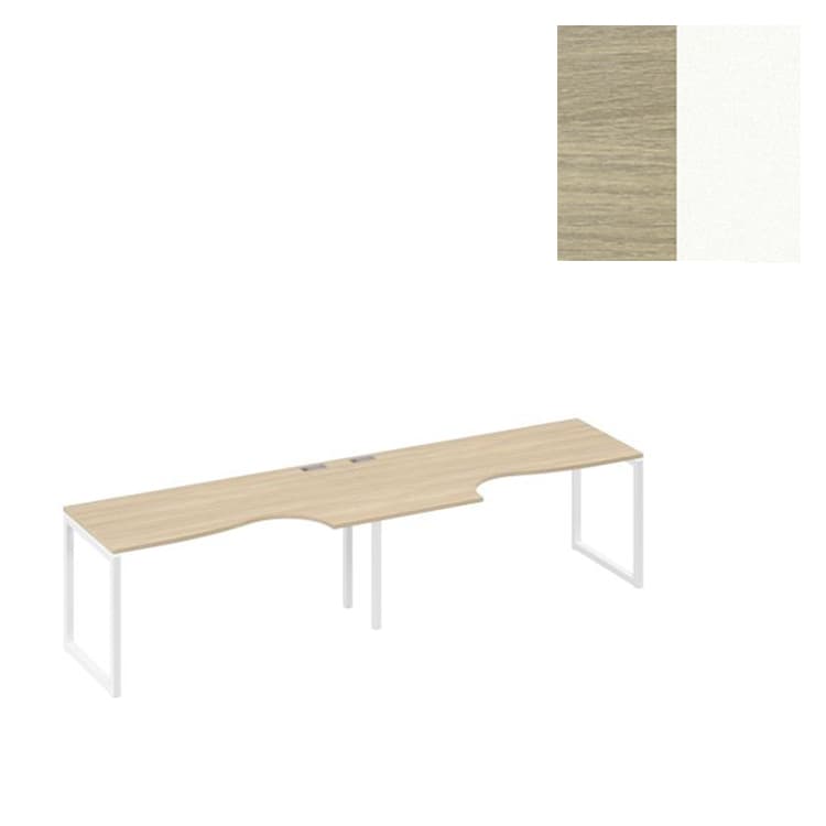Рабочая станция Юнитекс А4 (2х160) опоры QUATTRO столы Классика А4 Б4 045-2 ДК (320x90x75) дуб скандинавский/металлокаркас белый