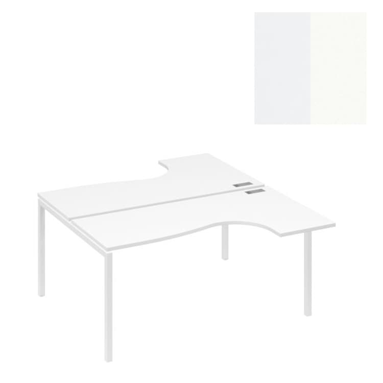 Рабочая станция каркас Юнитекс А4 DUE (2х160) столы Классика А4 Б2 182 БП (160x184x75) белый премиум/металлокаркас белый
