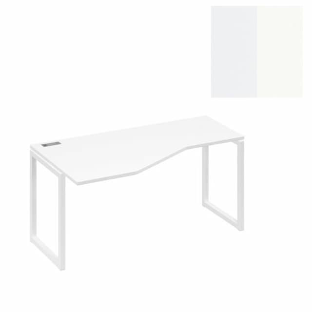 Стол эргономичный левый Юнитекс А4 "Техно" на металлокаркасе QUATTRO А4 Б4 055 БП (160x90x75) белый премиум/металлокаркас белый