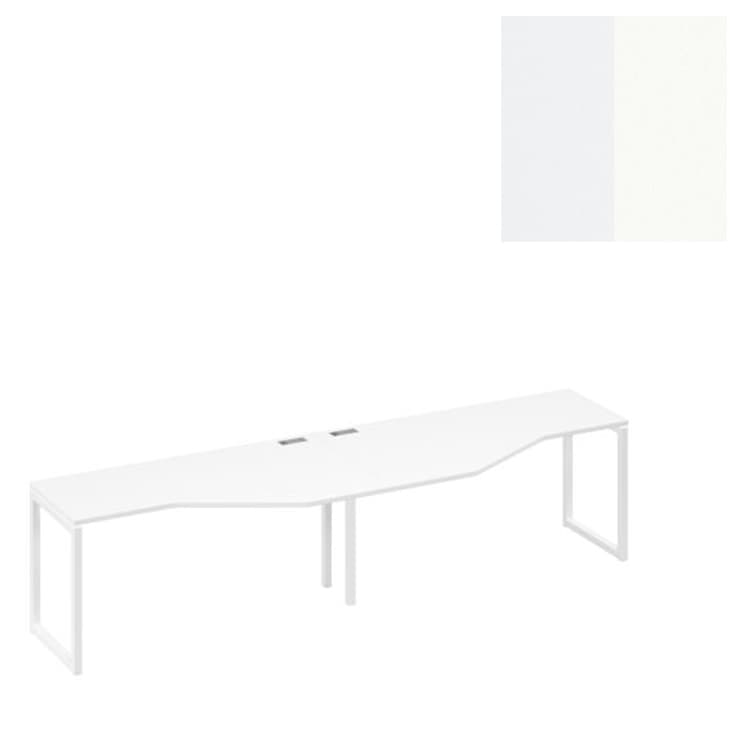 Cтанция Юнитекс А4 QUATTRO столы (2х160) Техно эргономичные А4 Б4 055-2 БП (320x90x75) белый премиум/металлокаркас белый