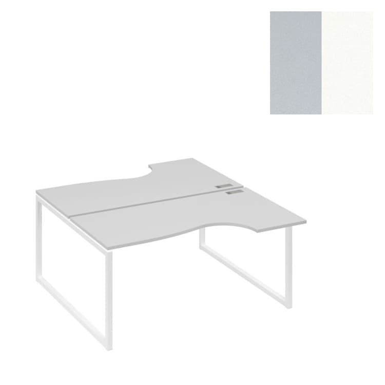 Рабочая станция Юнитекс А4 (2х160) столы Классика опоры QUATTRO А4 Б4 185 СЕ (160x184x75) серый/металлокаркас белый