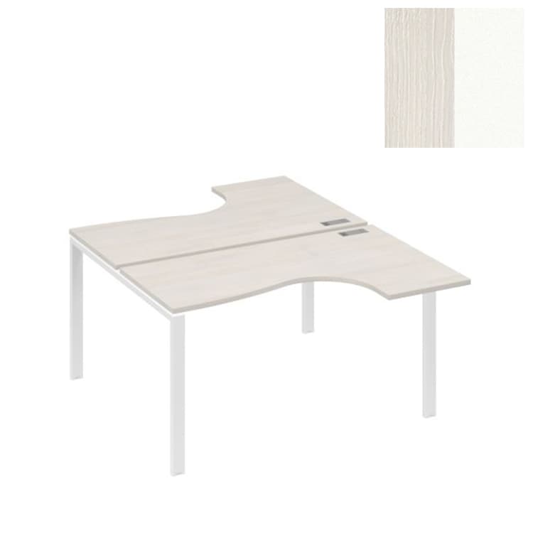 Рабочая станция Юнитекс А4 (2х140) опоры UNO столы Классика А4 Б1 181 ДШ (140x184x75) дуб шамони/металлокаркас белый