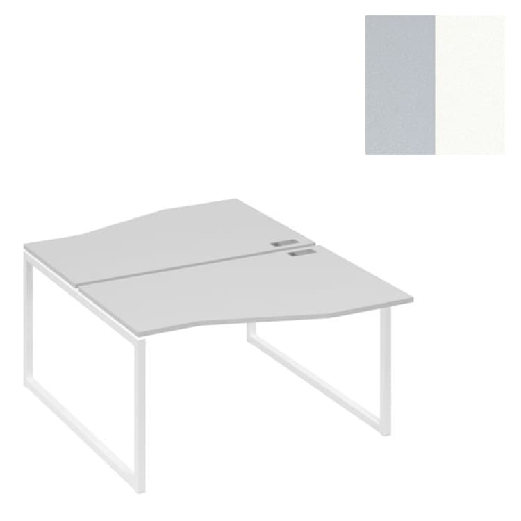 Рабочая станция Юнитекс А4 столы (2х140) Техно каркас QUATTRO А4 Б4 190 СЕ (140x184x75) серый/металлокаркас белый