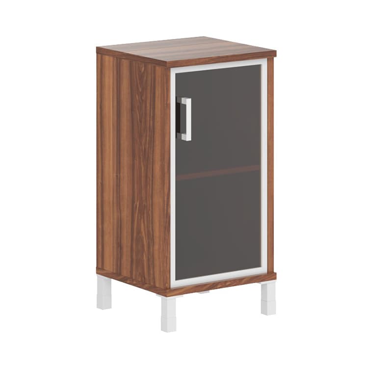 Шкаф-колонка низкая со стеклянной дверью в AL-рамке Skyland B 411.4(R) орех даллас 475х450х920 BORN