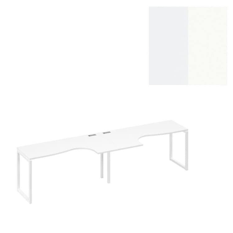 Рабочая станция Юнитекс А4 металлокаркас QUATTRO (2х160) столы "Классика" А4 Б4 035-2 БП (320x90x75) белый премиум/металлокаркас белый