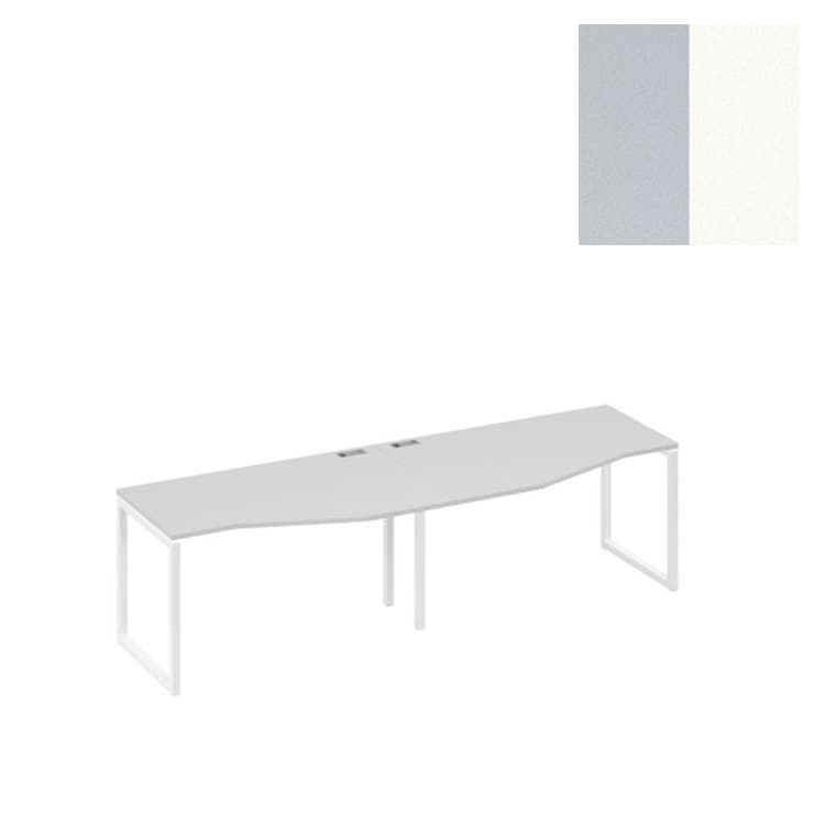 Рабочая станция Юнитекс А4 столы (2х140) Техно эргономичные каркас QUATTRO А4 Б4 063-2 СЕ (280x90x75) серый/металлокаркас белый