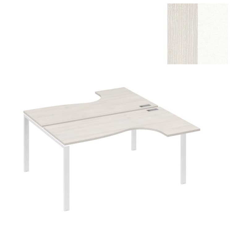 Рабочая станция Юнитекс А4 UNO (2х160) со столами эргономичными А4 Б1 182 ДШ (160x184x75) дуб шамони/металлокаркас белый