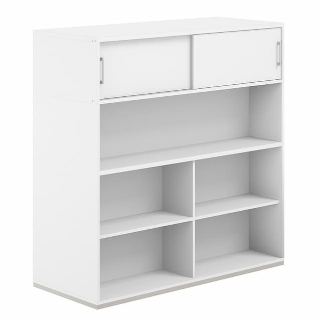 Стеллаж-комбо 1638 двухсторонний Norden Allegro AG.256.110.676.WH с антресолью и с экраном ЛДСП