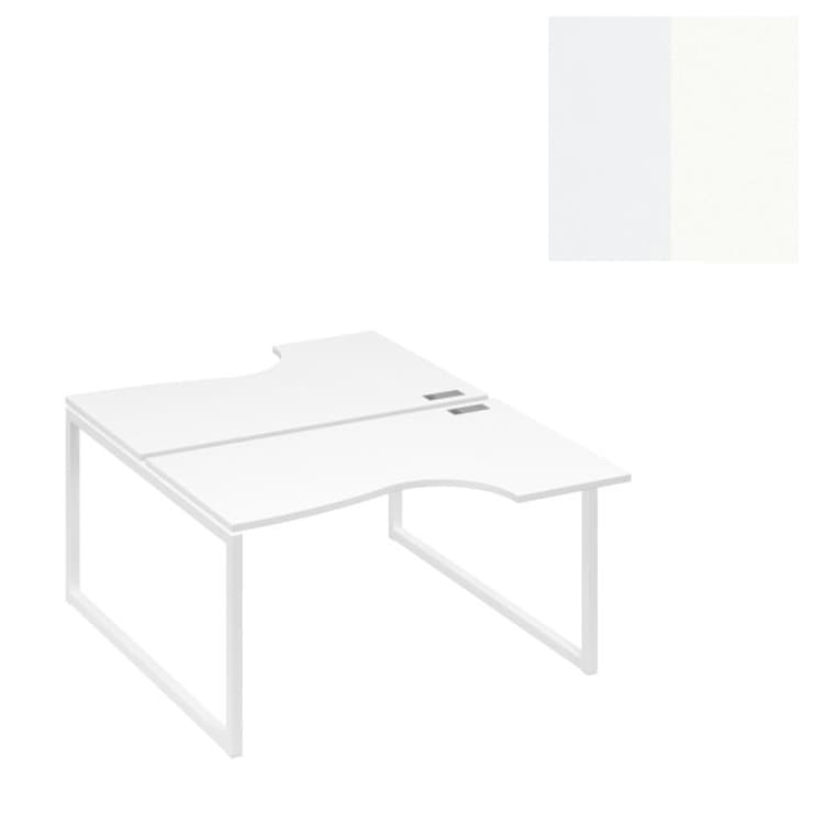 Рабочая станция Юнитекс А4 каркас QUATTRO (2х140) столы "Классика" А4 Б4 184 БП (140x184x75) белый премиум/металлокаркас белый