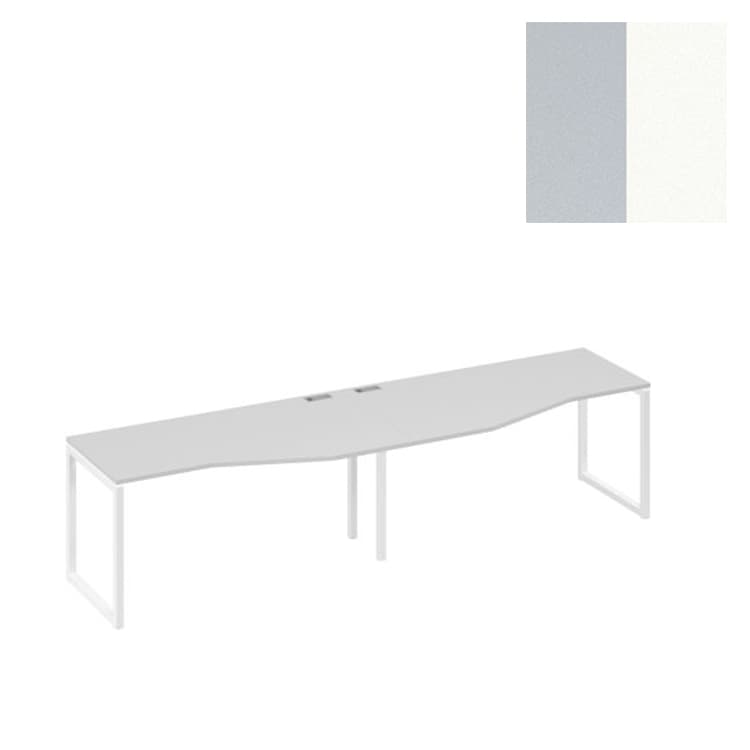 Рабочая станция Юнитекс А4 со столами Техно (2х160) на каркасе QUATTRO А4 Б4 065-2 СЕ (320x90x75) серый/металлокаркас белый