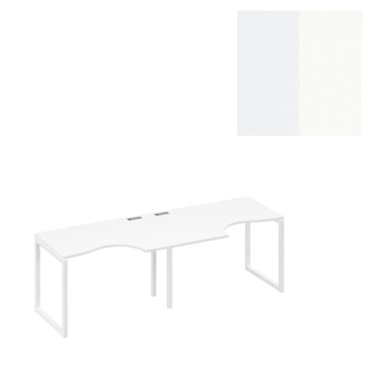 Рабочая станция Юнитекс А4 столы "Классика" каркас QUATTRO (2х120) А4 Б4 041-2 БП (240x90x75) белый премиум/металлокаркас белый