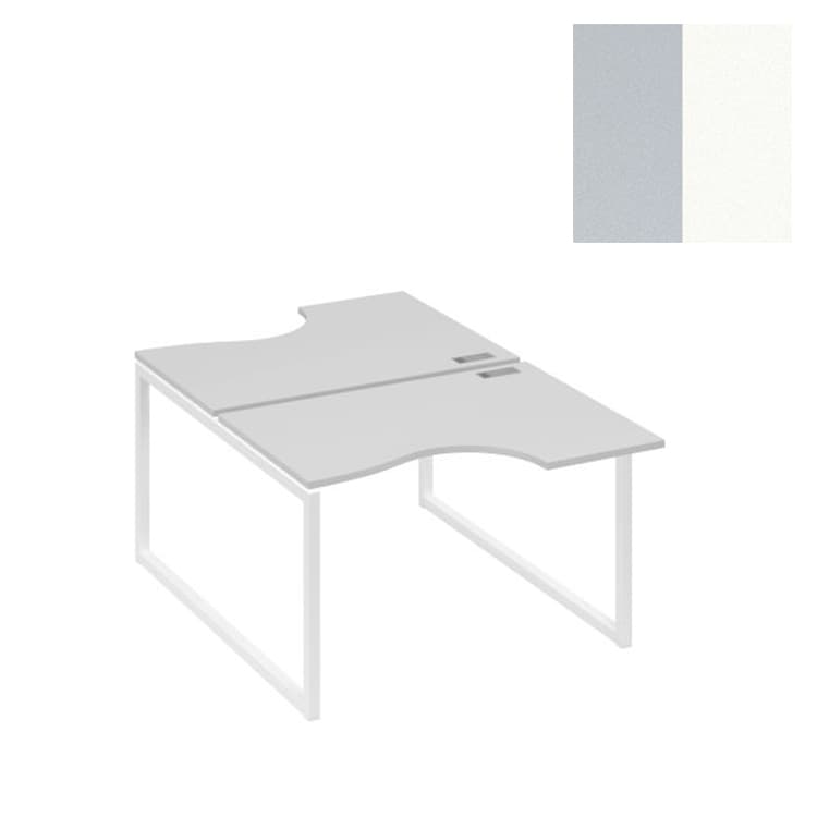 Рабочая станция Юнитекс А4 столы Классика QUATTRO (2х120) А4 Б4 183 СЕ (120x184x75) серый/металлокаркас белый