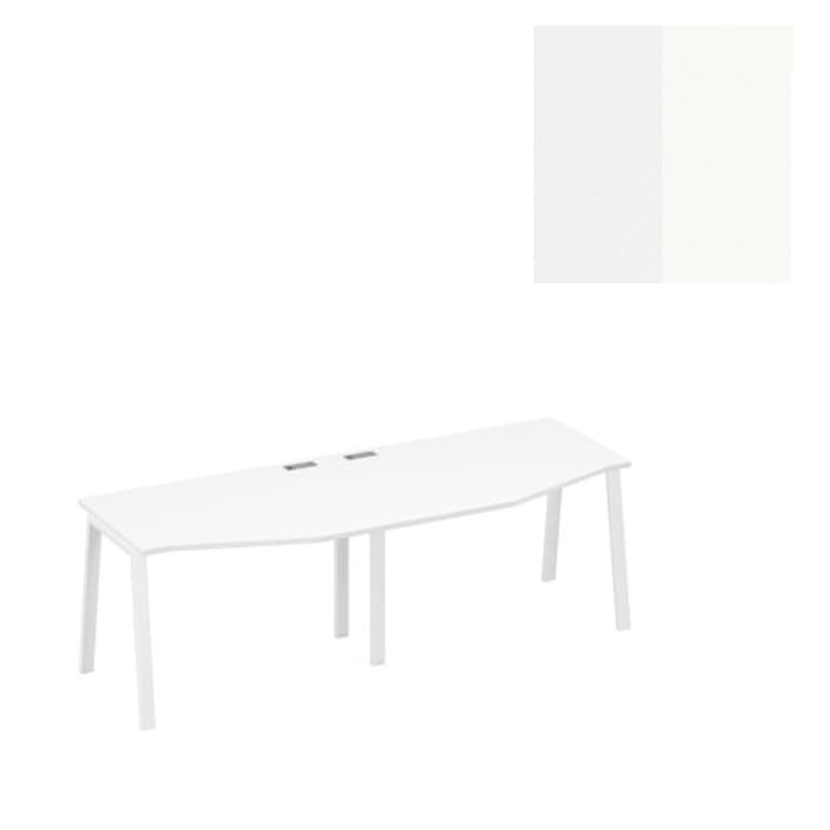 Рабочая станция опоры Юнитекс А4 UNO столы (2х120) со столами Техно А4 Б1 061-2 БП (240x90x75) белый премиум/металлокаркас белый