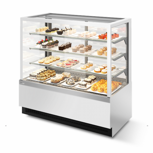 Витрина кондитерская Chilz VETE II KUB lux 90 ВК202 (белый глянец/шлифованная нержавейка)